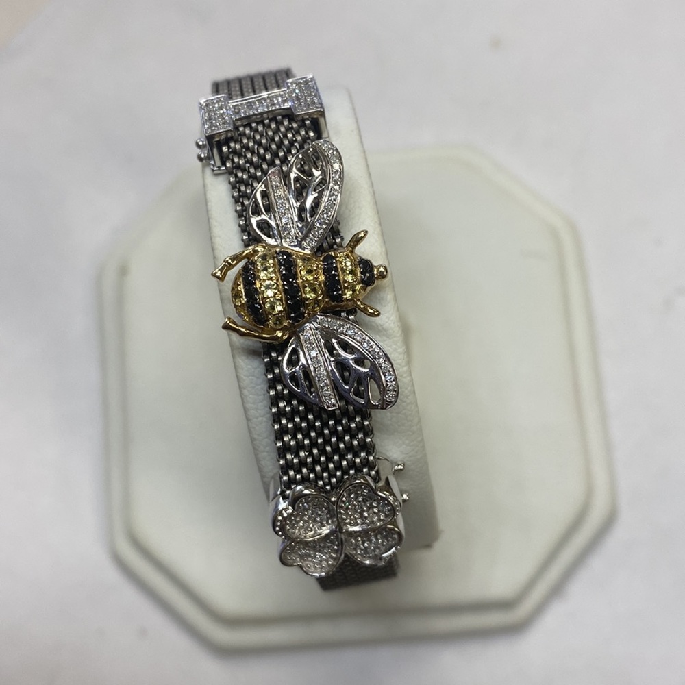 Bangle Bracelet Diamonds 14K Gold - Picture 2 of 14
